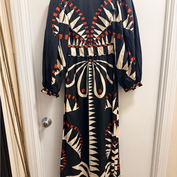 FARM Rio Black & Cream Graphic Button-Front Maxi Dress with Red Accents - Picture 11 of 15